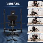 Banco de Musculação Multifuncional Banco de Pesos com Encosto Inclinável e Suporte de Barras com Altura Ajustável para Treinamento do Corpo Completo 187x140x117 - 136cm Preto