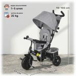 Triciclo para Bebés 2 em 1 de +12 Meses com Capota Dobrável Guiador Telescópico e Removível Bolsa e Porta - garrafas Cinza