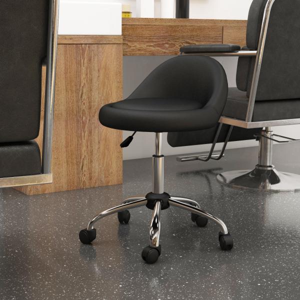 Banco com Rodas Banco Giratório com Altura Ajustável Cosmética Dentista Cabeleireiro Ø50x63 - 83 cm Preto