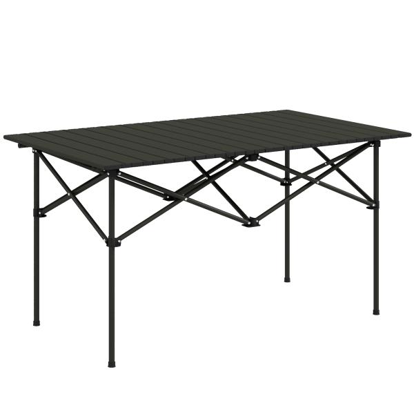 Mesa de Campismo Dobrável de Metal com Tampo Enrolável e Bolsa de Transporte Mesa de Piquenique Portátil 95x55x50 cm Preto