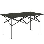 Mesa de Campismo Dobrável de Metal com Tampo Enrolável e Bolsa de Transporte Mesa de Piquenique Portátil 95x55x50 cm Preto
