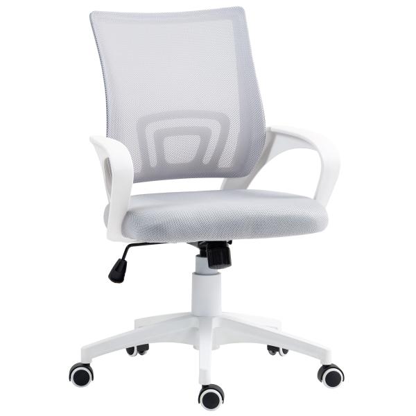 Cadeira de Escritório de Malha Giratória com Altura Ajustável Função Basculante e Apoio para os Braços 57x55x89 - 109 cm Cinza