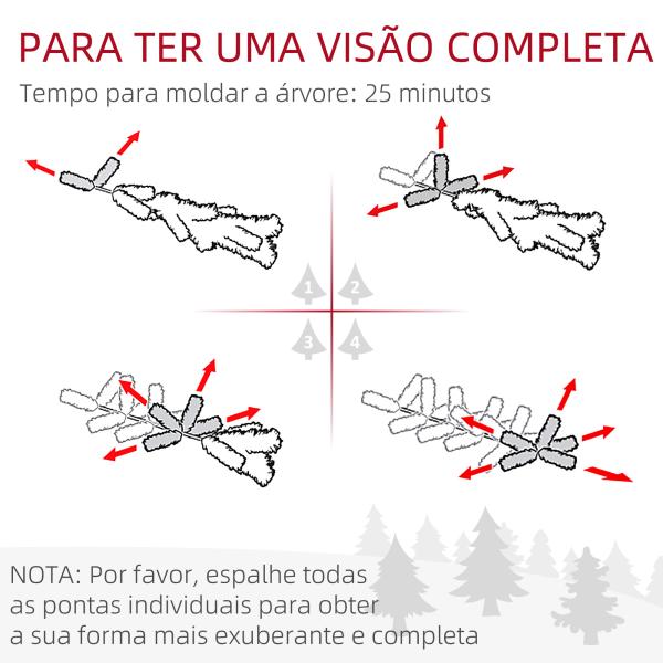 Árvore de Natal Tipo Lápis 180 cm com Base Dobrável e 479 Ramos para Escritório Verde