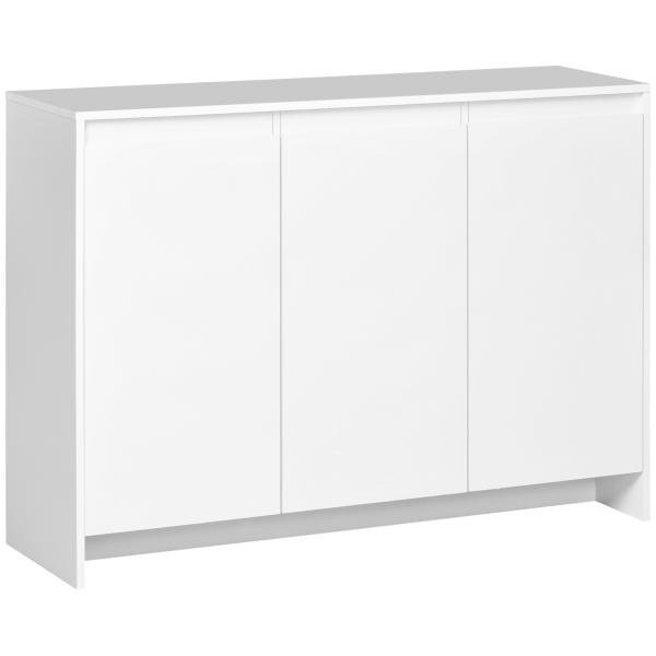 Móvel Aparador com 3 Portas Prateleiras Ajustáveis ​​e Suporte com Fecho Suave para Televisores 120x35x85 cm Branco