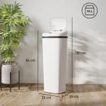 Balde de Lixo Automático 50L Estreito em Aço Inoxidável com Sensor Infravermelhos Modo Manual 33x25x84 cm Branco