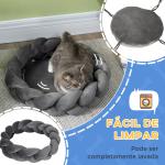 Cama para Cães Pequenos Lavável Cama para Animais de Estimação Redonda com Almofada Independente 55x55x14 cm Cinza