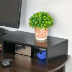 Suporte Elevado para Monitores de Madeira Ajustável em Comprimento e Ângulo para 2 Monitores Notebook 80 - 117x23,5x10cm Preto