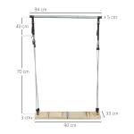 Barra de Pilates com 6 Faixas Elásticas Tábua Inclinada Ajustável para Treino de Corpo Inteiro em Casa 90x33x3 cm Cinza