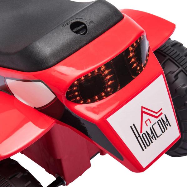 Motocicleta Elétrica Infantil com 3 Rodas Triciclo a Bateria 6V para Crianças de 18 - 36 Meses com Farol Buzina 72x57x56cm Vermelho