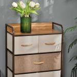 Cómoda de Tecido com 5 Cestos Removíveis e Dobráveis Base Elevada Móvel de Armazenamento para Dormitório Sala de Estar 58x29x99cm Multicor