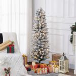 Árvore de Natal 150 cm Árvore de Natal Artificial Nevada com 120 Luzes LED 263 Ramos Verde e Branco