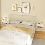 Conjunto de Mesas de Cabeceira Suspensas com Gaveta e Prateleira Aberta 37x32x21 cm Branco Brilhante