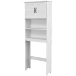 Móvel sobre Sanita Armário para Máquina de Lavar com 2 Portas Prateleiras Abertas e Ajustável 66x23x178 cm Branco