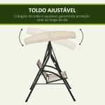 Baloiço de Jardim Exterior de 2 Lugares com Toldo Ajustável e Estrutura em Aço Assentos Textilene 140x118x162 cm Bege