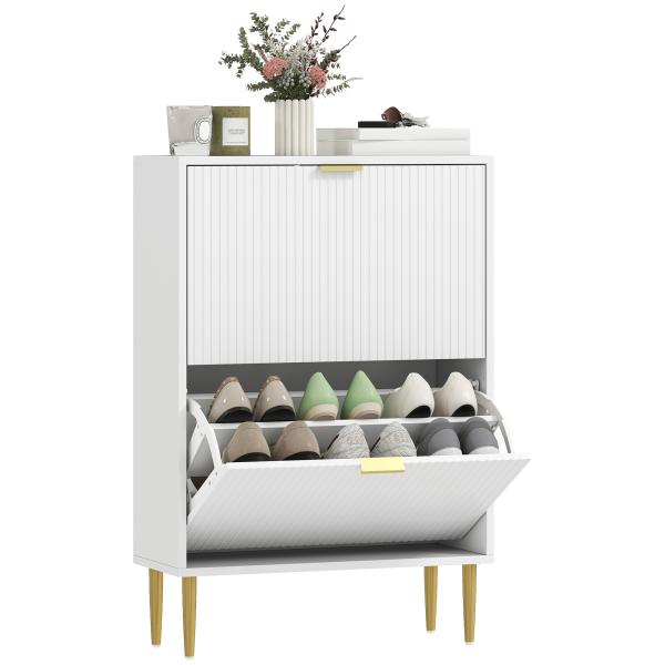 Sapateira Estreita Sapateira para Entrada com Prateleiras Ajustáveis para 12 Pares de Sapatos 60x24x91,5 cm Branco
