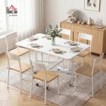 Mesa Dobrável de Cozinha para 4 - 6 Pessoas Mesa de Sala de Jantar Dobrável com Rodas e Laterais Dobráveis 120x80x73 cm Branco