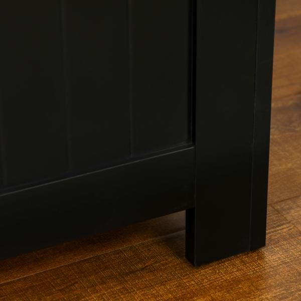Baú de Armazenamento de Madeira Baú de Arrumação com Dobradiça de Segurança Carga Máxima 20 kg 81x40x46 cm Preto