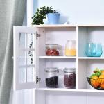 Armário de Cozinha com Prateleiras e Portas de Vidro para Pequenos Eletrodomésticos e Louças 80x37x183cm Branco