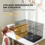 Gaiola para Pássaros com Divisória Gaiola para Aves com 4 Comedouros 4 Poleiros e Bandeja Amovível 76x46x46 cm Preto