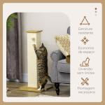 Poste Arranhador para Gatos com Poste de Sisal e Bola Suspensa para Interior 38x38x80cm Carvalho