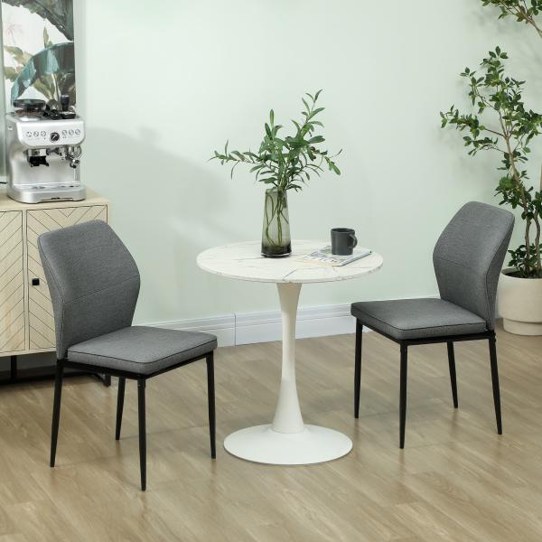 Conjunto de 2 Cadeiras de Jantar Modernas Cadeiras de Cozinha com Assento Acolchoado e Estofado Encosto Curvo 45x57x86 cm Cinzento