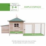 Galinheiro de Madeira de Abeto para Galinhas Exterior com Caixa Ninho Bandeja Removível e Espaço para Correr 196x76x97 cm Natural
