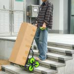 Carrinho de Carga Dobrável para Escadas com 6 Rodas, 120 kg, Portátil, Verde