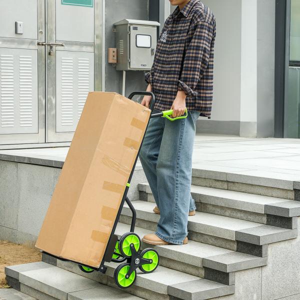 Carrinho de Carga Dobrável para Escadas com 6 Rodas, 120 kg, Portátil, Verde
