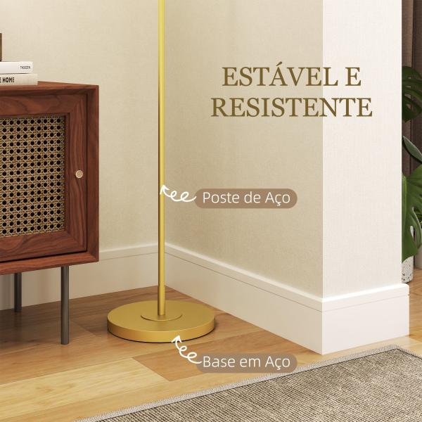 Candeeiro de Pé Moderno Lâmpada E27 Máx. 40W com Ecrã de Linho e Interruptor de Pé 64x38x163,5 cm Branco e Dourado