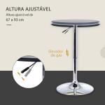 Mesa de Bar com Altura Ajustável Giratória 360° com Base Redonda Mesa Alta Moderna para Cozinha Ø63x67 - 93 cm Preto
