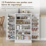 Armário de Cozinha Armário Despensa Cozinha com 2 Portas 16 Prateleiras Aparador Moderno 60x30x104 cm Branco