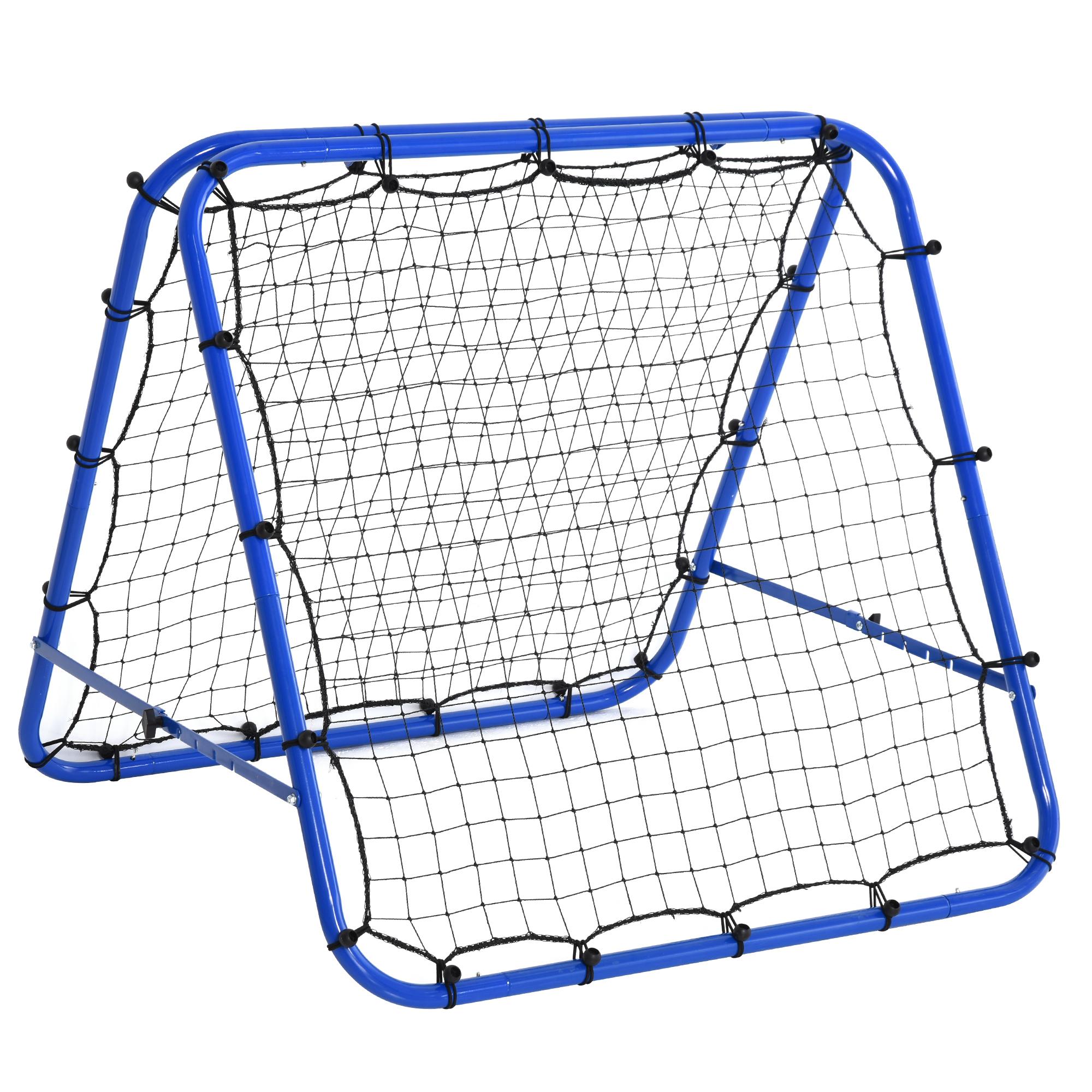 Rede de rebote dobrável para treinamento rebotador ajustável em 5 níveis em ângulo com tubo de aço 100x95x90 cm azul