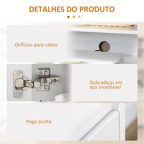 Móvel Aparador com 3 Portas Prateleiras Ajustáveis ​​e Suporte com Fecho Suave para Televisores 120x35x85 cm Branco