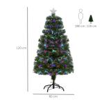 Árvore de Natal 120cm com 130 Luzes LED de Múltiplas Cores e Estrela Decorativa Ø66x120 cm Verde