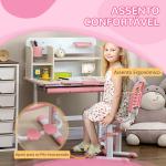 Conjunto de Secretária e Cadeira para Crianças com Altura Ajustável e Bancada Inclinável 80x52x88x109cm e 35,5x44,5x66 - 80cm Rosa