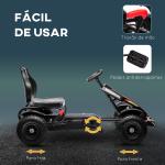 Kart a Pedais para Crianças com Assento Ajustável Pneus de Goma Travão de Mão para Crianças de 5 - 12 Anos 121x58x61 cm Branco