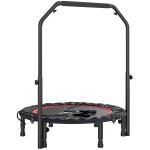 Trampolim de Fitness Ø102 cm Dobrável com Guiador Ajustável de 4 Níveis e Bandas para Treino de Pernas e Corpo Vermelho