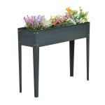 Floreira Elevada Mesa para Cultivo Retangular para Plantas Verduras e Flores com 3 Orifícios de Drenagem 100x30x80cm Cinza