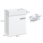 Móvel de Casa de Banho com Lavatório Móvel de Casa de Banho com Porta com Fechamento Suave e Armário 40x23x50 Branco Brilhante