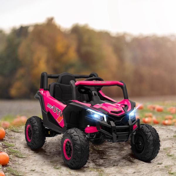 Carro Elétrico para Crianças 12V com 2 Motores Controlo Remoto 2,4G Velocidade até 7 km/h e USB 96x61x56 cm Rosa