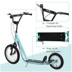 trotinete para crianças acima de 5 anos Guiador ajustável Rodas infláveis 135x58x88 - 94 cm Azul