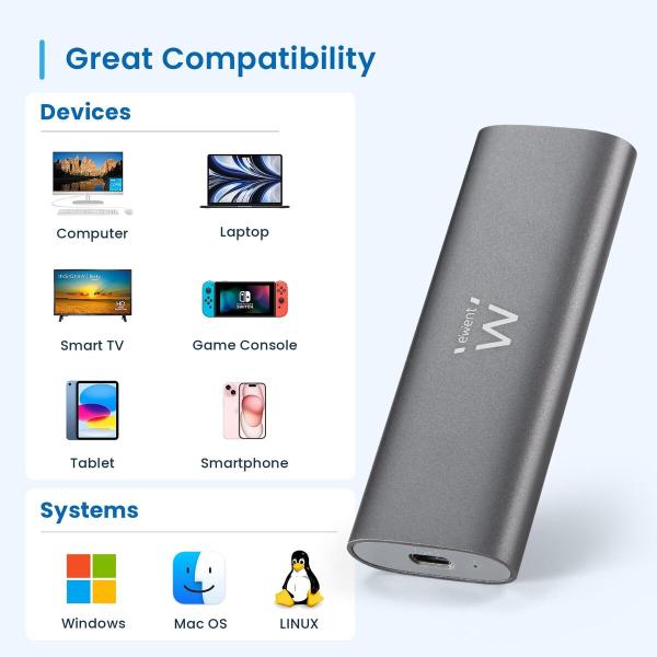 Disco Duro Externo Ewent EW7060 Cinzento