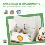 Baú Brinquedos Infantil 53 L Caixa de Arrumação Brinquedos com Tampa Rebatível e Pistão a Gás 60x37x39 cm Verde