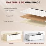 Cómoda com 3 Gavetas de Tecido Frentes com Padrão de Diamante Móvel de Arrumação 59,5x30x73,5 cm Madeira e Branco