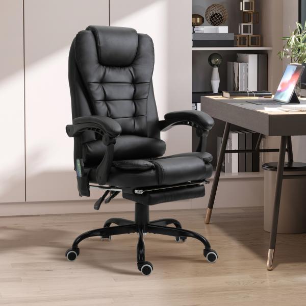 Cadeira de Massagem com 7 Pontos de Massagem Reclinável com Apoio para os Pés e Controlo Remoto 67x79x111 - 121 cm Preto