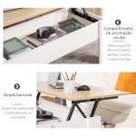 Mesa de Centro com Bancada Elevatória Compartimento Aberto e Oculto 100x50x45 - 58,5 cm Branco e Madeira