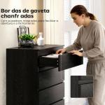Cómoda 5 Gavetas Cômoda para Quarto Móvel de Arrumação Estilo Moderno 77x40x111,5 cm Preto Veteado