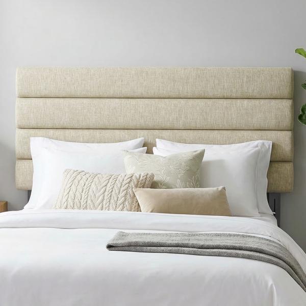 Cabeceira de Cama 140 cm Altura Ajustável em 3 Níveis 106/116/126 cm Estofada em Linho Bege