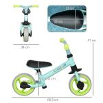 Bicicleta sem Pedais para Crianças de 18 - 48 Meses Bicicleta de Equilíbrio com Assento Ajustável em Altura 66,5x34x47 cm Verde