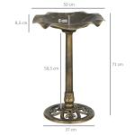 Banho para Pássaros de Jardim Exterior 71 cm com Design Folha de Lótus e Acabamento Envelhecido Leve e Resistente Bronze